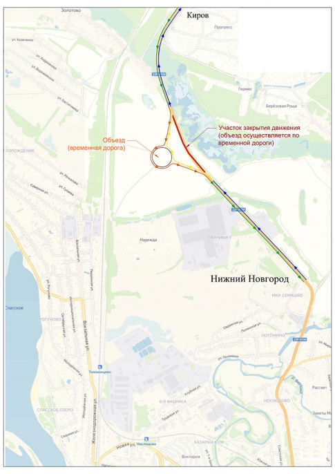 Схема движения в районе развязки Неклюдово &ndash; Золотово в Борском районе будет изменена на месяц