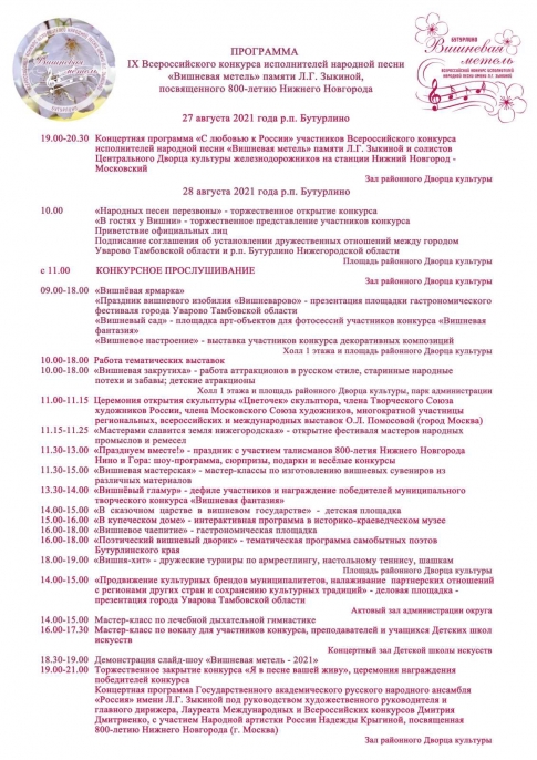 Посвященный 800-летию Нижнего Новгорода конкурс народной песни состоится в поселке Бутурлино 27-28 августа