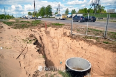 Работы по устройству ливневой канализации ведутся на улице Красноармейской в Дзержинске